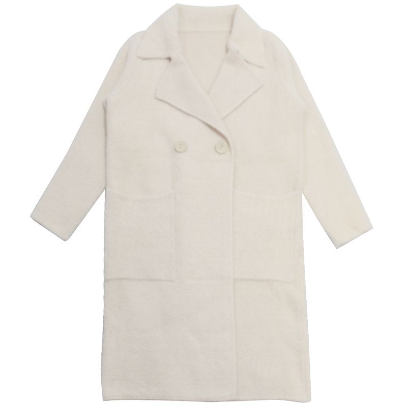 Ny Dame Top Frakke Mellemlang High-end Sweater Cardigan Løs Trendy