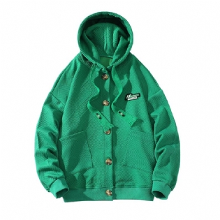Ny Hætte Cardigan Sweater Til Mænd Afslappet Lange Ærmer