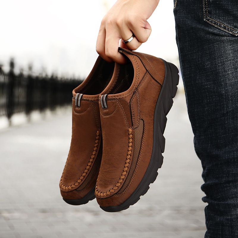Nye Mænds Business Fritidssko Outdoor Loafers Slip-on Tyksålede Herresko Mode Flade Sko