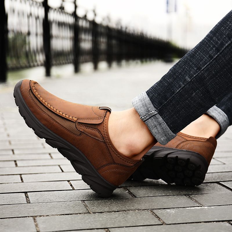 Nye Mænds Business Fritidssko Outdoor Loafers Slip-on Tyksålede Herresko Mode Flade Sko