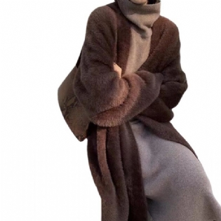 Over Knæet Sweater Cardigan Dame 2023 Loose Knit Coat
