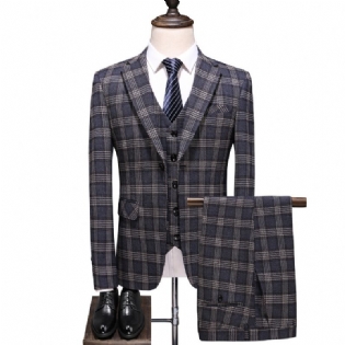 Passer Herre Plaid Kjole I Tre Dele