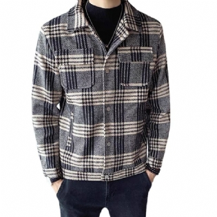 Plaid Jakke Herre Trendy Slank Smuk Lapel Single Breasted