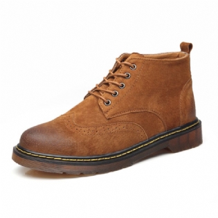 Plus Size Mode Efterår Og Vinter Brogue Sko Martin Støvler Herre Kohud Blød Bund Retro Ungdom Trendy Tooling Sko
