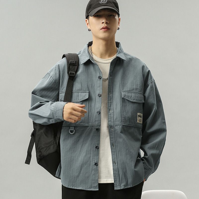 Retro Workwear Herrejakke 2023 Forår Og Efterår Modejakke Løs Casual