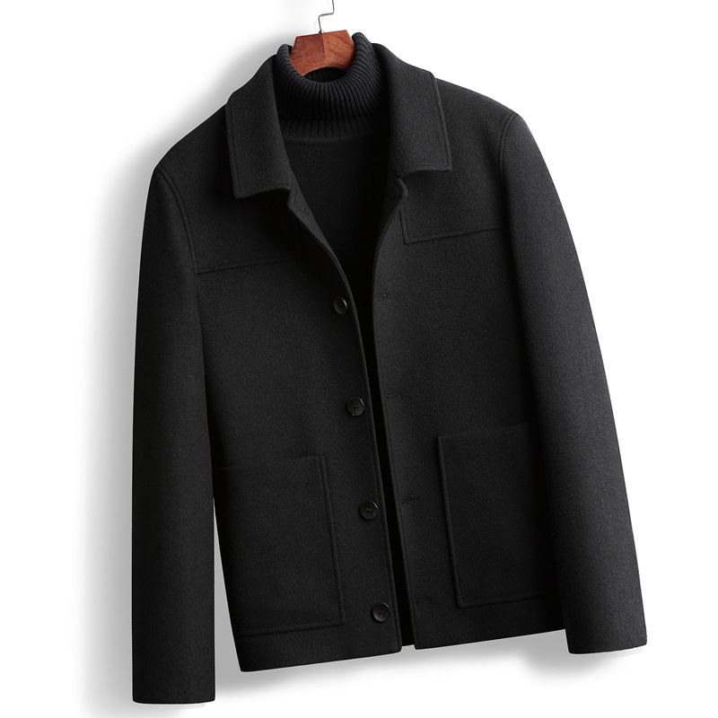 Reverskrave Ensfarvet Casual Jakke Mænd Single Breasted Large Pocket Workwear