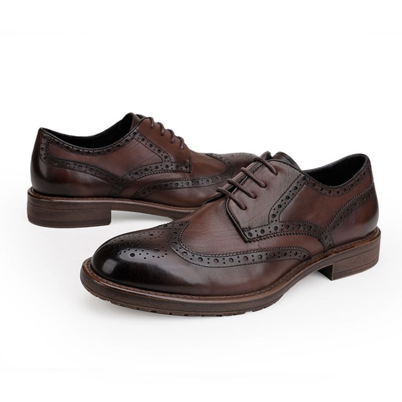 Sko Herre Læder Oxford Dress Sko Business Casual Sko Brogue Sko Graveret Bryllup Sko Derby