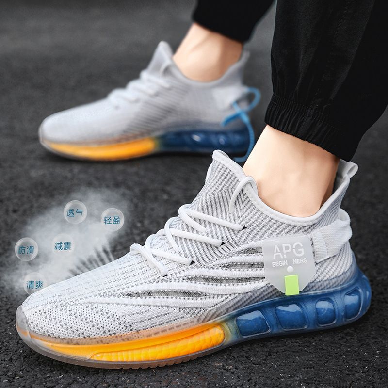 Sommer Ny Popcorn Blød Bund Stretch Stof Sportssko Trendy Åndbar Sport Fritid Mænds Løbesko