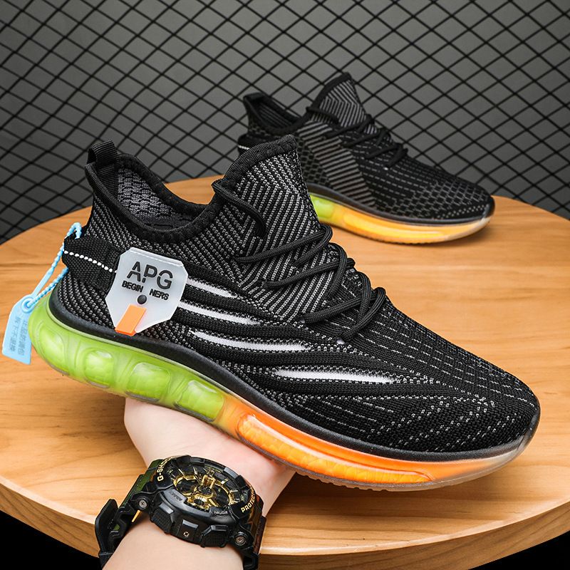 Sommer Ny Popcorn Blød Bund Stretch Stof Sportssko Trendy Åndbar Sport Fritid Mænds Løbesko