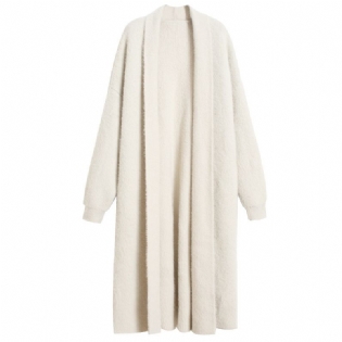 Temperament Strikket Cardigan Tyk Sweater Kvinder Løs Frakke Mellemlængde