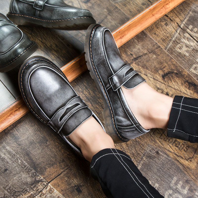 Trendy Sko Sommer Åndbare Mænds Store Hoved Kjole Sko Rund Tå Slip-on Fritidssko Mode Loafers