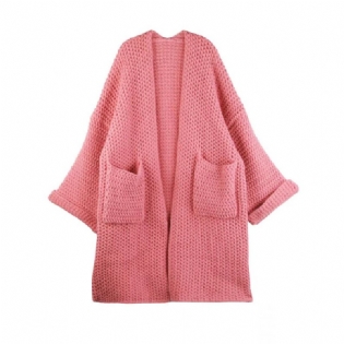 Tyk Sweater Løs Cardigan Frakke Langærmet Kvindelig Lang Sektion
