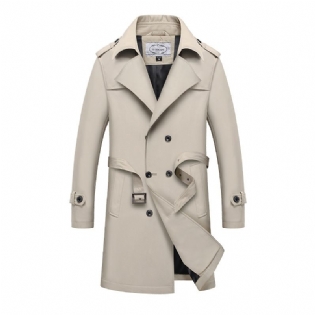 Tynd Dobbeltradet Revers Stor Størrelse Mænds Trenchcoat Casual Lang Løs Jakke