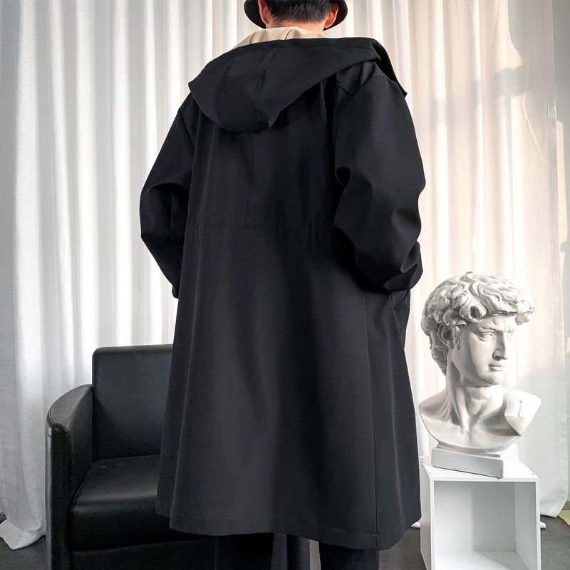 Windbreaker Mellemlang Frakke Til Mænd 2023 Cape Trendy Løs Afslappet