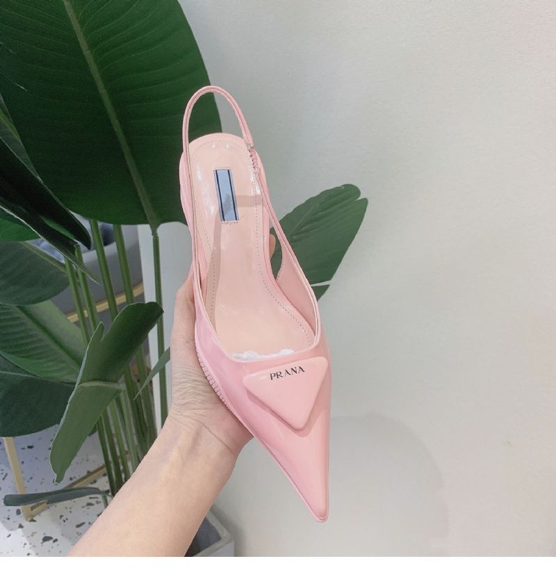 2023 Forår Og Sommer Nye Trekant Logo Bogstav Spidse Stilet Sandaler Kvindelige Pink Killing Hæl Høje Hæle