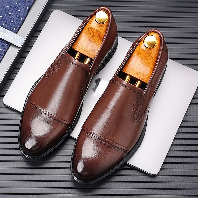 2023 Mænds Sko Koskind Formel Business Casual Dress Sko Retro Fashion Læder Bryllupssko