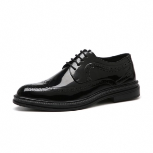 2023 Nye Mænds Business Casual Brogue Sko Kjole Sko Lyst Læder Hvid Sort Dress Sko