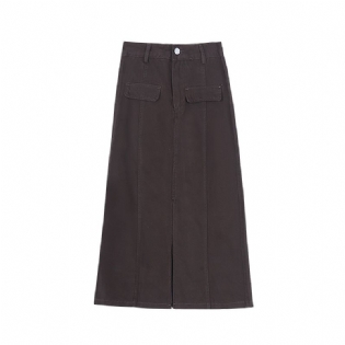 2023 Splejsning Slids Temperament Denim Nederdel