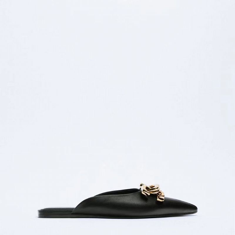 Damesko Flade Elegant Mules Med Metal Spænde