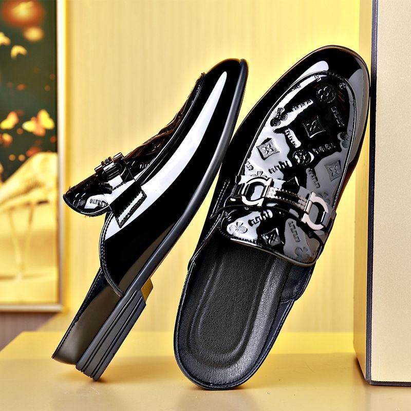 De Nye Skinnende Læder Doudou Sko Herre Mode Slip-on Hule Kjole Sko Business Hjemmesko