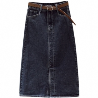 Denim Nederdel Kvinder 2023 Slids Høj Talje Retro