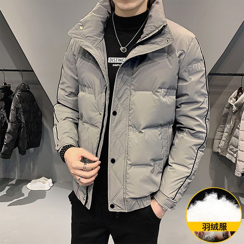 Herre Dunjakke Trendy Tynd Standkrave Tyk Jakke
