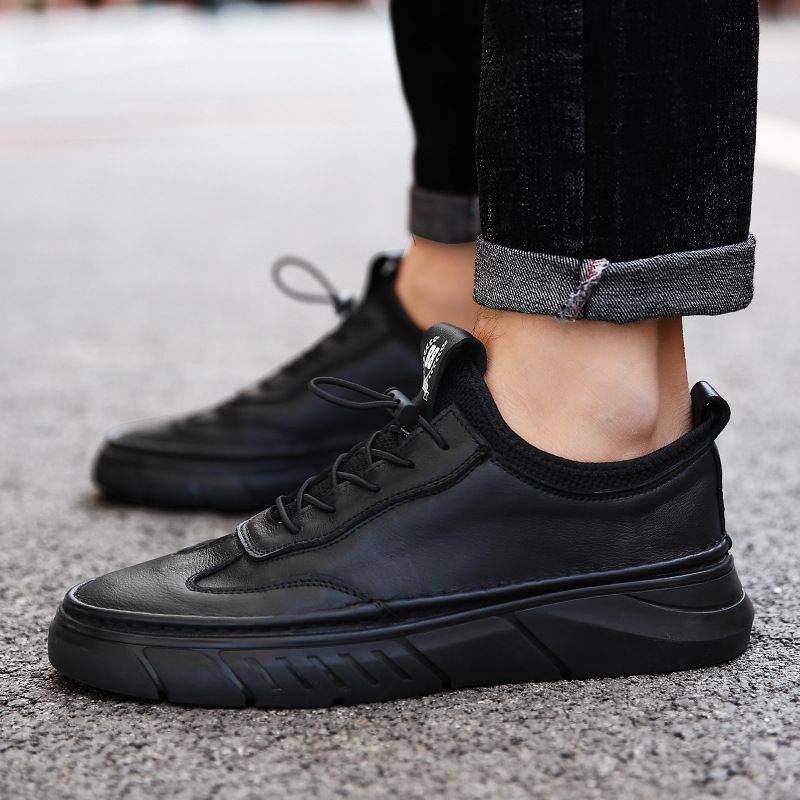 Herresko 2023 Efterår Og Vinter Nye Fritidssko I Læder Til Mænds Forretningsmodesko Blødt Trendy Sneakers