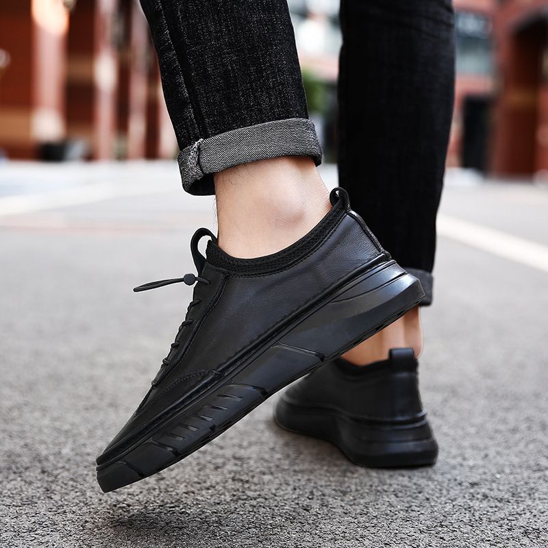 Herresko 2023 Efterår Og Vinter Nye Fritidssko I Læder Til Mænds Forretningsmodesko Blødt Trendy Sneakers