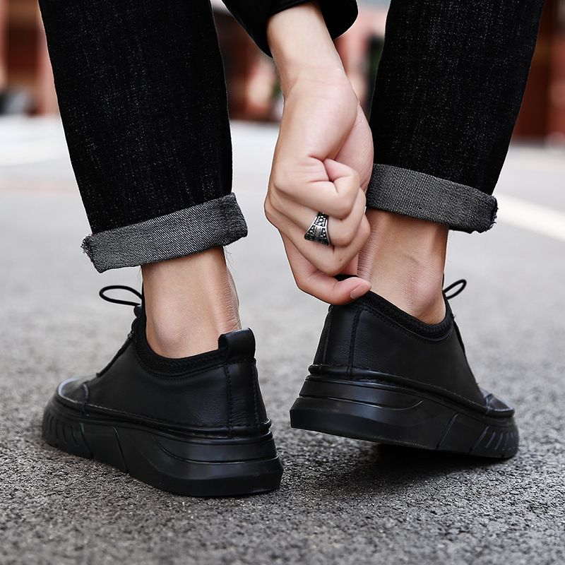 Herresko 2023 Efterår Og Vinter Nye Fritidssko I Læder Til Mænds Forretningsmodesko Blødt Trendy Sneakers