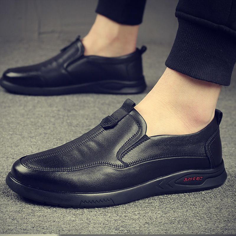 Herresko Ægte Læder Business Casual Sko Herre Kjole Sko Efterår Og Vinter Koskind Blødt Blød Sål Sko