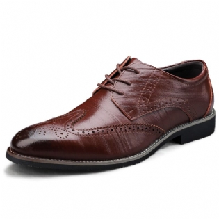 Herresko Brogue Sko Kjole Sko Business Casual Sko Stor Størrelse Forår Lav Top Udskåret Læder Overflade Gentleman