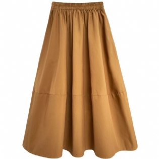 High Waist Puff A-line Nederdel Elastisk Talje Mellem Længde
