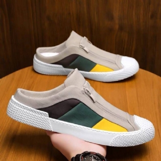 Hjemmesko Mænds Sommer Åndbare Sandaler Trendy Pull-on Lærred Baotou Mænd