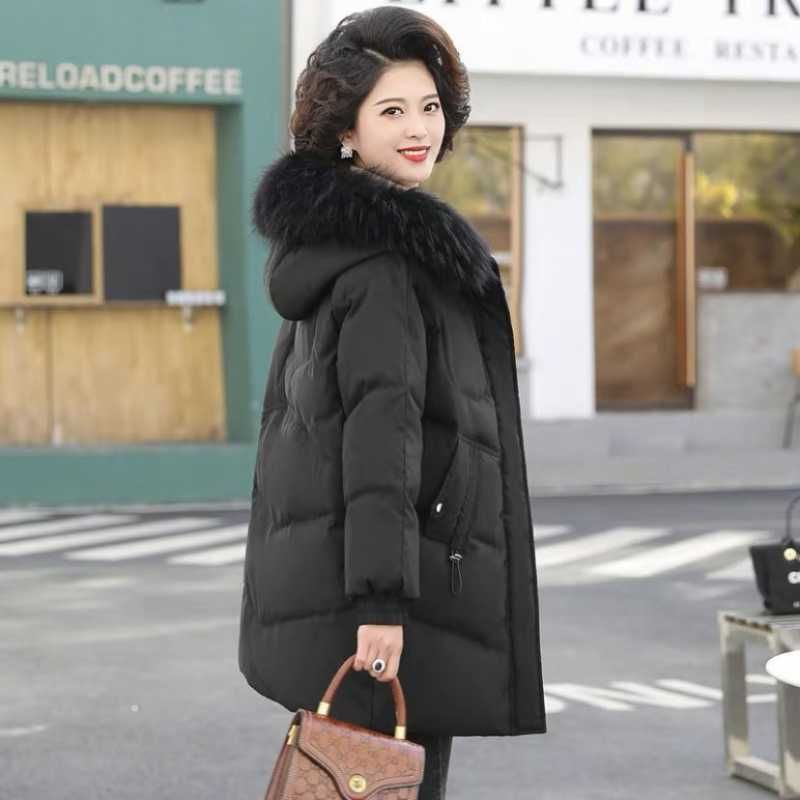Kvinders Bomuldsjakke Mellemlængde Fortykket Trendy Slim