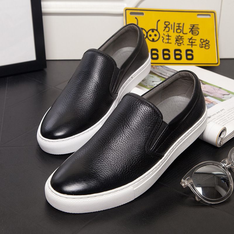 Loafers I Læder Til Mænd Afslappede Sneakers Trendy Åndbare Slip-on Herresko