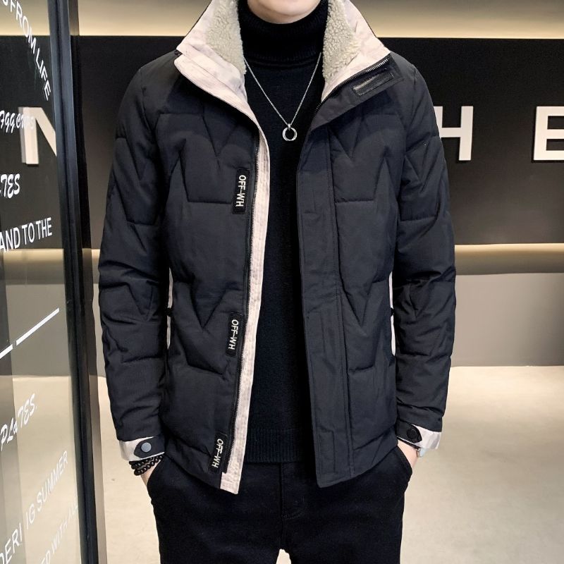 Mænds Dunjakke Casual Fashion Arbejdstøj Standkravejakke