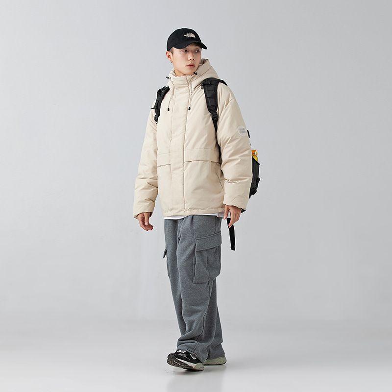 Mænds Dunjakke Ensfarvet Hætte Vandtæt 2023 Workwear Casual Warm Jacket
