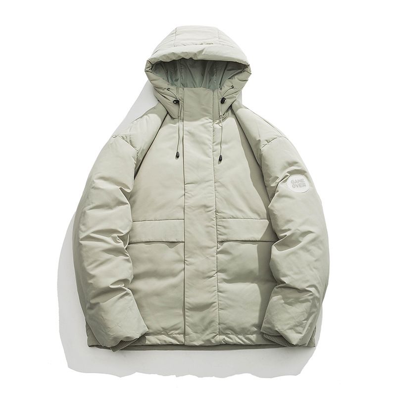 Mænds Dunjakke Ensfarvet Hætte Vandtæt 2023 Workwear Casual Warm Jacket