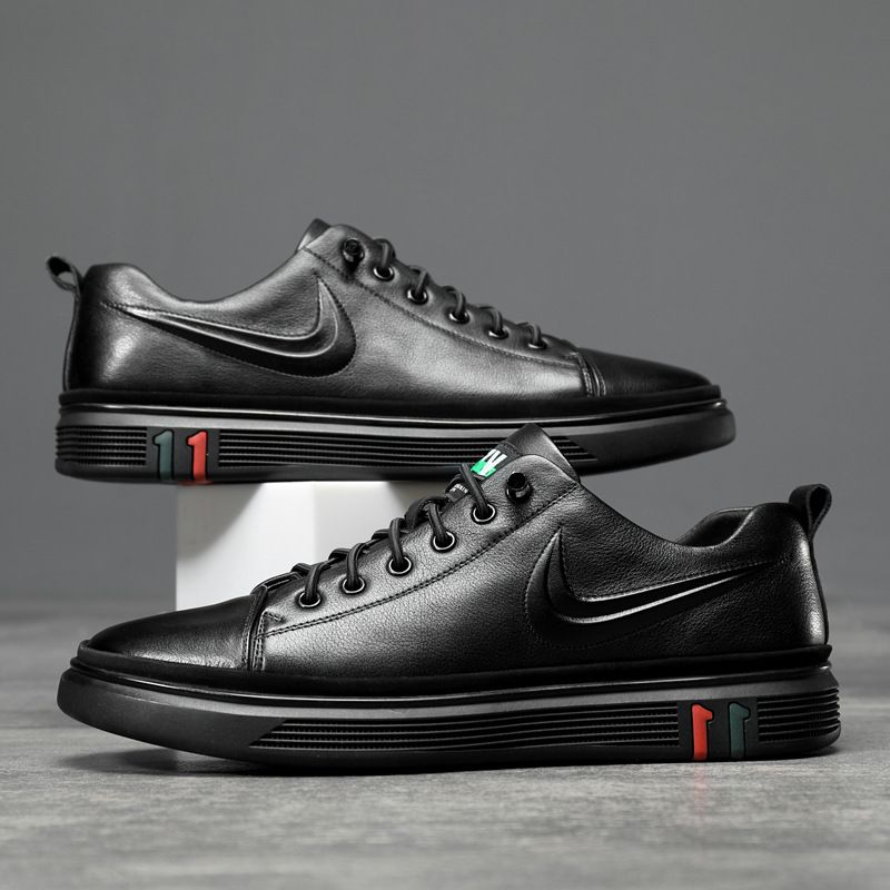 Nye Lædersneakers Flade Slip-on Sko Herre Ægte Læder Mode Afslappede Herresko