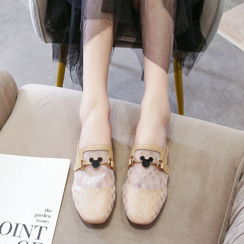 Slippers Dame 2023 Nye Trend Sko Sommer Mesh Åndbar Flad Bund Muller Blød Baotou Drag