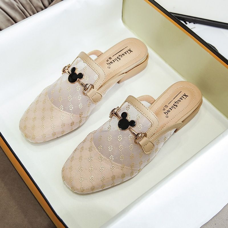 Slippers Dame 2023 Nye Trend Sko Sommer Mesh Åndbar Flad Bund Muller Blød Baotou Drag