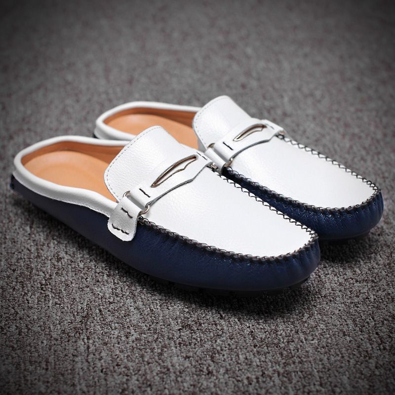 Sommer Herresko Muller Sko Fritidssko Dække Fødder Læder Slip-on Driving Peas Sko Stor Str.