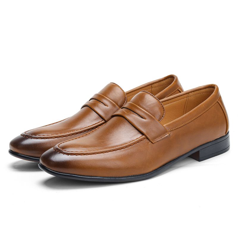 Sommer Nyt Sæt Fødder Business Herresko Afslappet Spidstå Formel Kjole Loafers Slip-on Sort Sko Mandlige