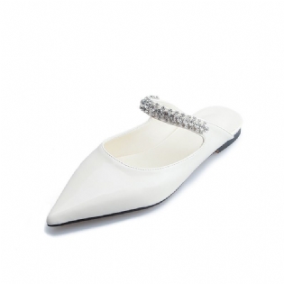 Spidse Rhinestone Sandaler Kvinder 2023 Sommer Hjemmesko Lak Baotou One Word Med Stilet Hæle