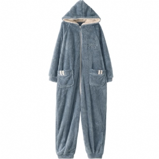Cardigan Varm Komfortabel Fashion One-piece Hættelommer Herre Flanell Pyjamas