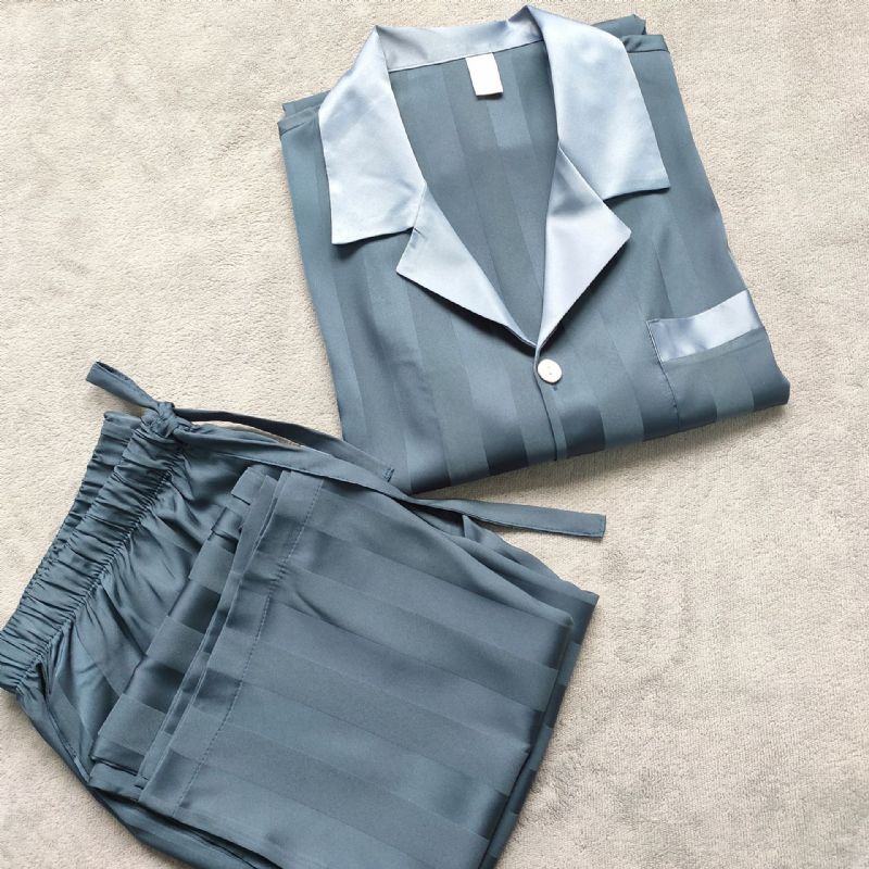 Herre Loungewear Lange Ærmer Bukser Ensfarvet Jacquard Striber Temperament Afslappet