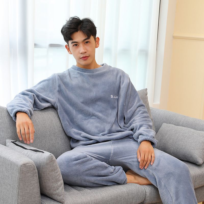 Herredragter Pyjamas Efterår Vinter Hjemmetøj Varm Flannel