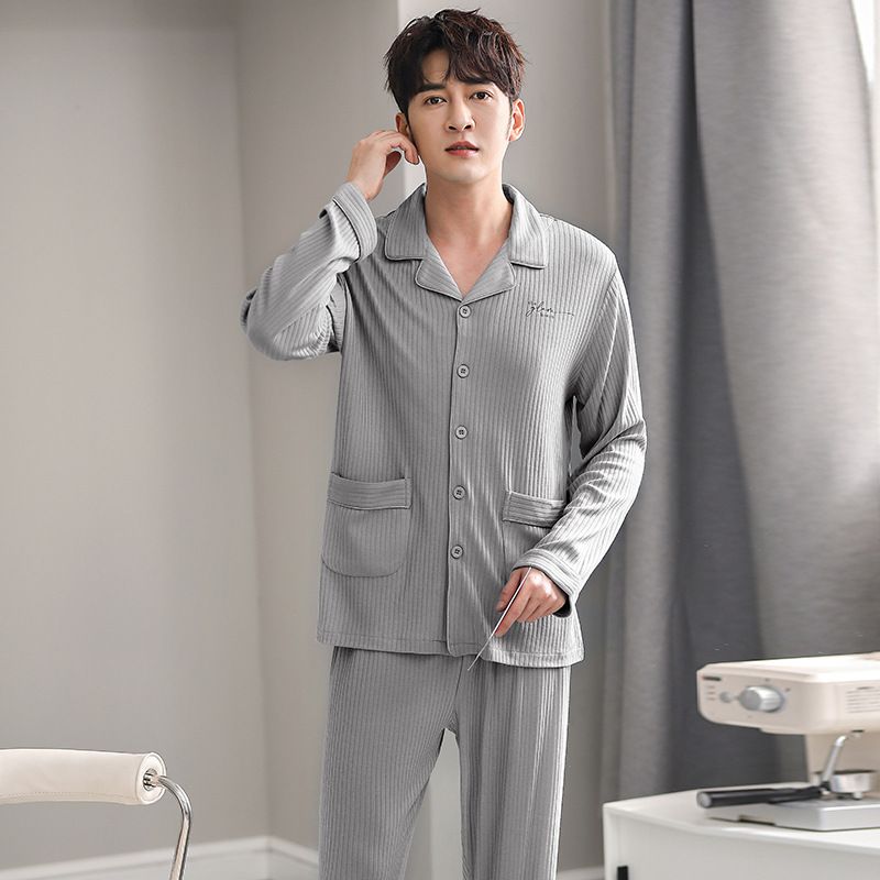 Herrepyjamas Cotton Loungewear-sæt Cardigans