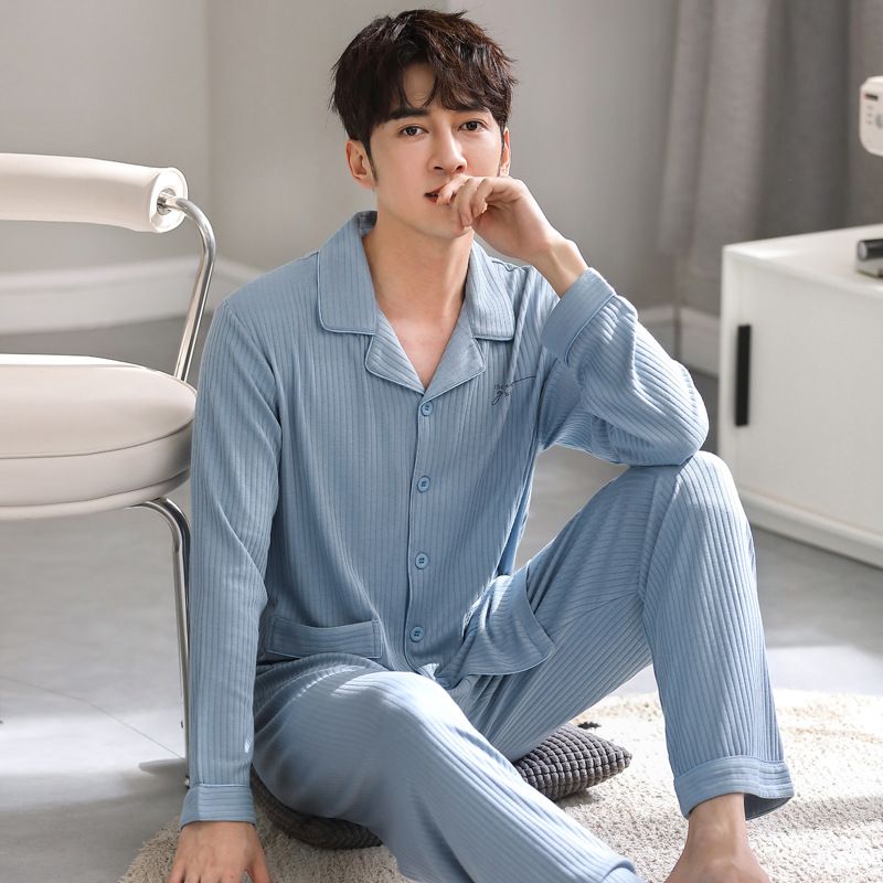 Herrepyjamas Cotton Loungewear-sæt Cardigans