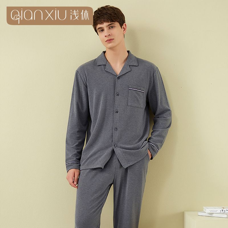 Herrepyjamas Ensfarvet Cardigan Loungewear
